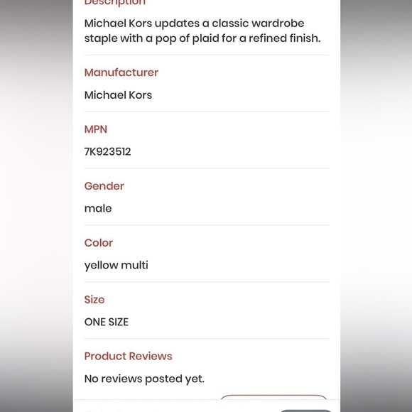 Michael Kors Men's Plaid Tie - Yellow Multi - Picture 7 of 8